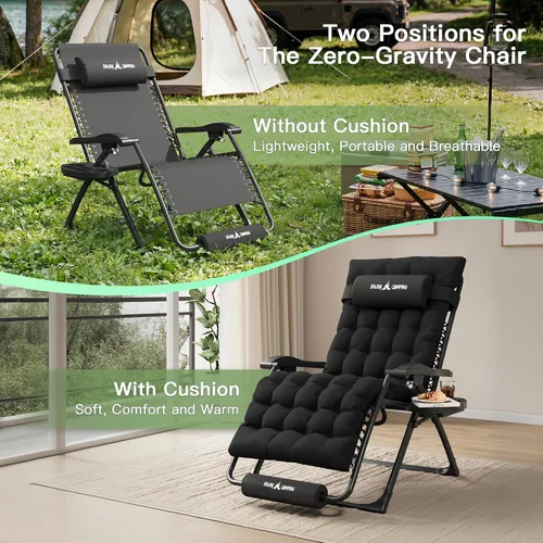 Miniatura 4 de Amopatio Silla de gravedad cero de gran tamaño, silla reclinable de 29 pulgadas de ancho, con bloqueo y reposapiés mejorados, soporte para tazas
