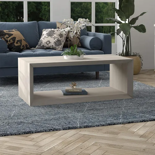Miniatura 6 de Henn&Hart Mesa auxiliar rectangular de madera de 48 pulgadas con estante de almacenamiento abierto para sala de estar, sala familiar u oficina