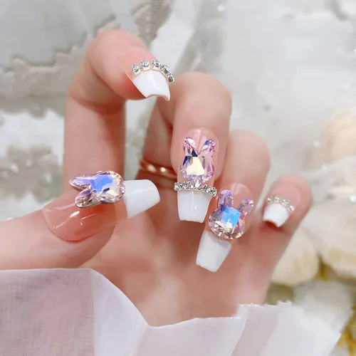 Miniatura 3 de 16 dijes 3D de conejo de Pascua para uñas, cristales de conejo, diamantes de imitación, gemas de diamantes de imitación para diseño de uñas