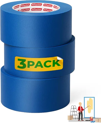 Miniatura 14 de XFasten Cinta azul profesional para pintores, multiuso, 3 pulgadas x 60 yardas, tecnología de línea de borde afilado, produce líneas afiladas