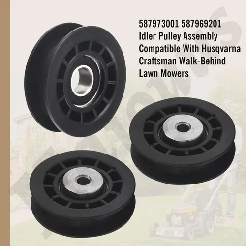 Miniatura 5 de 587973001 587969201 Conjunto de polea tensora compatible con cortacésped Husqvarna Craftsman Walk-Behind, para cortacésped cubiertas polea loca