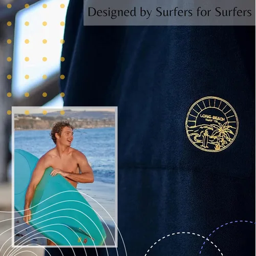 Miniatura 7 de Long Beach SURF CO - Poncho de surf Toalla de neopreno con capucha con bolsillo Toalla de playa con capucha de secado rápido