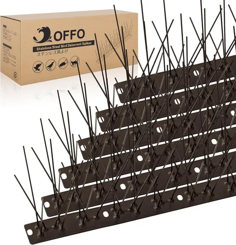 Miniatura 8 de OFFO Púas de pájaros premontadas para palomas y pájaros, cubre 10 pies de largo con acero inoxidable para valla de techo, buzón de ventana Negro mate