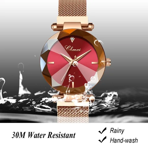 Miniatura 5 de MASTOP Reloj de pulsera de pulsera de acero inoxidable con correa magnética de cara de cristal para mujer