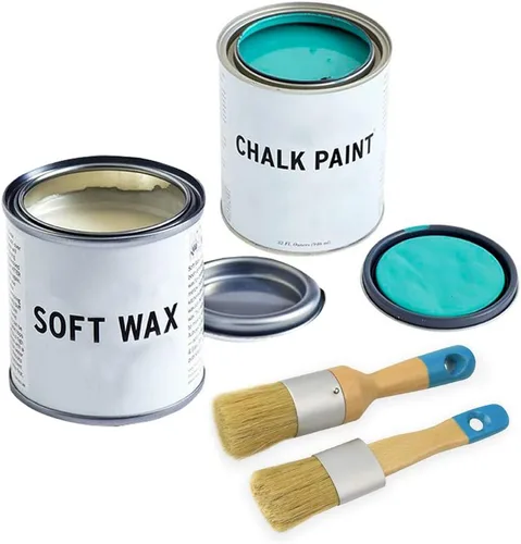 Miniatura 7 de MAXMAN Pinceles de tiza para muebles, paquete de 2 pinceles pequeños para cera, cepillo para plantillas, pinceles profesionales de cerdas naturales