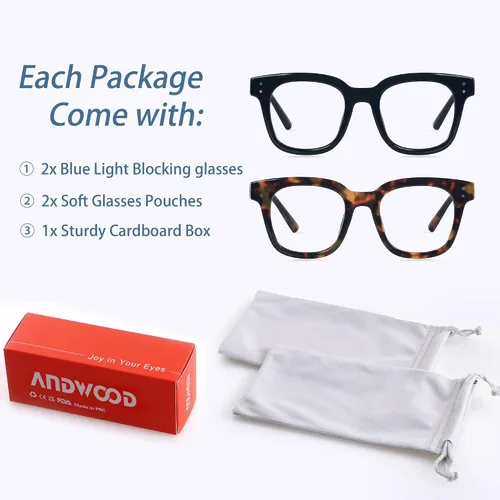Miniatura 3 de ANDWOOD Lentes de bloqueo de luz azul para mujer, pantalla de computadora, bloqueador de luz azul de gran tamaño para cabezas grandes, antifatiga