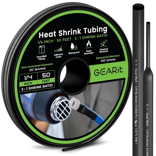 Miniatura 8 de GEARit Tubo termorretráctil de 1 pulgada, relación 3:1, forro adhesivo, envoltura retráctil industrial impermeable de grado marino, tubo de doble