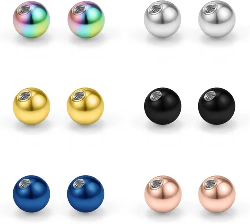 Ruifan 12 piezas de repuesto de color mixto bolas de joyería corporal piercing barra piezas 16G 14G