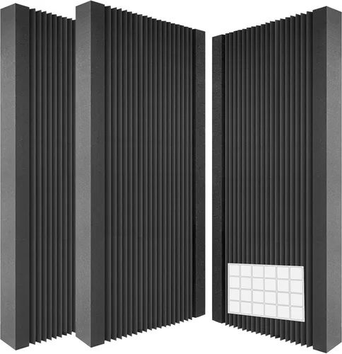 Acoustic Panels Pack of 2, Sound Proof Foam Panels for Walls, Noise Sound Dampening Foam with Media Room Home Office Recording Room, Black, 48 x 24