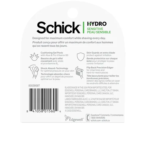 Miniatura 2 de Schick Hydro 5 Sense - Recambios de maquinilla de afeitar para piel sensible para hombres, 4 unidades Sensitive
