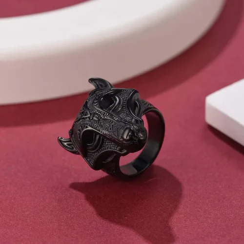 Miniatura 8 de FaithHeart Norse Viking Jewelry - Anillo de acero inoxidable de guerrero para hombre con diseño vikingo de cabeza de lobomartillo de Thor