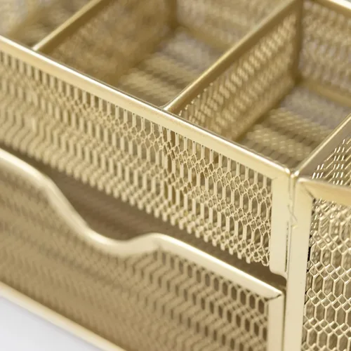 Miniatura 5 de BLU MONACO Organizador de escritorio Aqua Soporte de metal para papelería con cajón y ocho compartimentos Almacenamiento de escritorio
