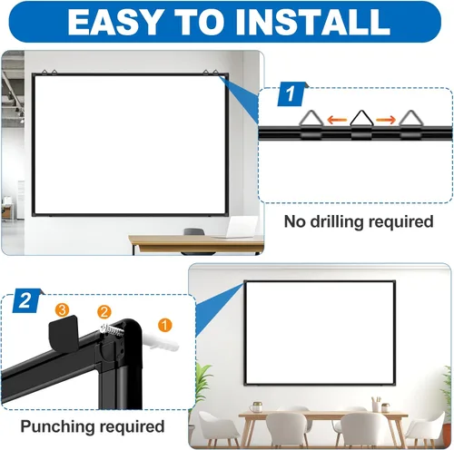 Miniatura 4 de H-Qprobd Pizarra blanca magnética grande de borrado en seco con marco de aluminio negro, 60 x 40 pulgadas, pizarras blancas colgantes para pared