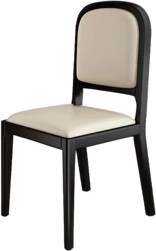 Miniatura 20 de Leather Seat Dining Room Chair with Back, Wooden Dining Chairs Set Kitchen Chair, Dining Room Chairs Armless Seat for Kitchen Living Room Black+khaki
