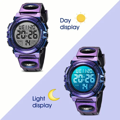 Miniatura 5 de Reloj analógico para niños, reloj para niños de 6 a 15 años, reloj digital para deportes al aire libre, multifuncional con cronógrafo LED 50 M
