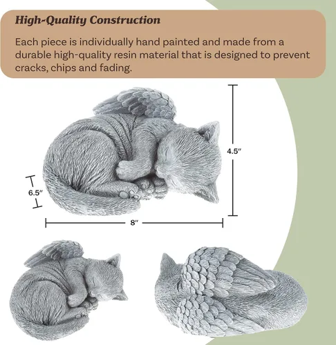 Miniatura 3 de Piedra Conmemorativa para Gatos - Ángel de Gatito Durmiendo en Paz, Estatua para Jardín, Recuerdo, Marcador de Tumba y Pérdida - Regalo de Simpatía