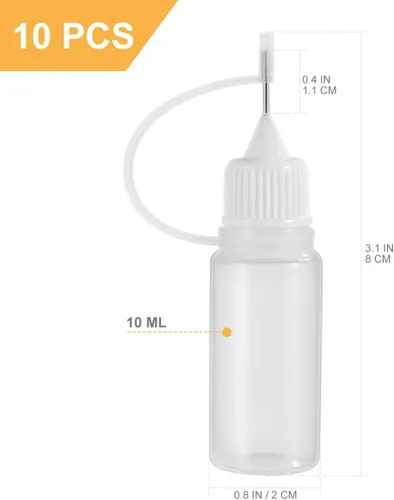 Miniatura 2 de EXCEART 10 botellas de pegamento con punta de aguja, 0.3 fl oz, aplicador de punta de apriete recargable de precisión, botella de plástico con aguja