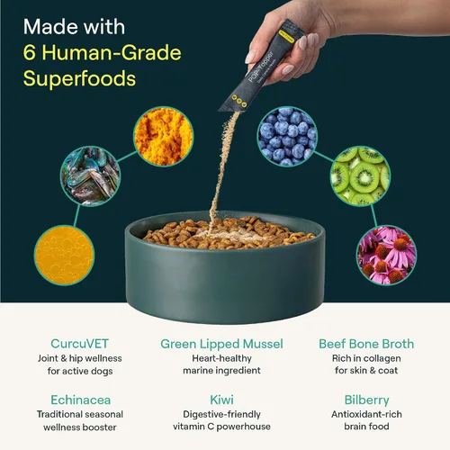 Miniatura 5 de POP-Topper - Comida para perros – Polvo multivitamínico para perros de 35 libras en adelante – Deliciosa base de caldo de huesos con 6