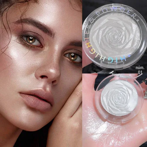 Miniatura 3 de evpct Iluminador facial de perla blanca y plata, maquillaje de brillo con purpurina de diamantes brillantes, paleta de sombras de ojos en polvo