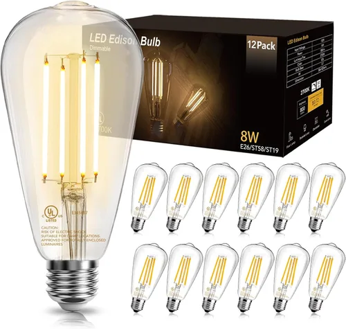 Miniatura 13 de DAYBETTER Paquete de 6 bombillas LED Edison vintage, bombilla LED regulable E26, equivalente a 60 vatios, bombillas de luz LED de filamento antiguo