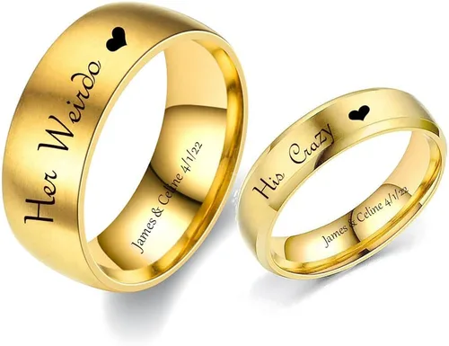 Anillos a juego personalizados para parejas juego de anillos de promesa grabados para parejas con 2 anillos juegos de anillos de compromiso de boda