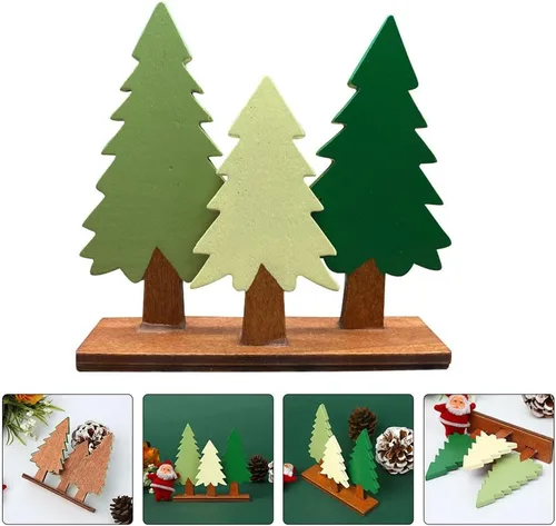 Miniatura 3 de Alasum Mini árbol de pino decoración de escritorio de 3.54 pulgadas de simulación de árbol de pino modelo juego de 3 para decoración de temporada