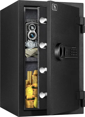 Miniatura 7 de TIGERKING Caja fuerte ignífuga, 1.24 pies cúbicos, pequeña caja fuerte de acero para el hogar con cerradura digital para el hogar y la oficina