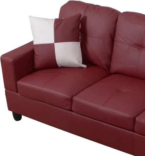 Miniatura 9 de Moderno sofá seccional de cuero en forma de L (rojo, orientado a la derecha)