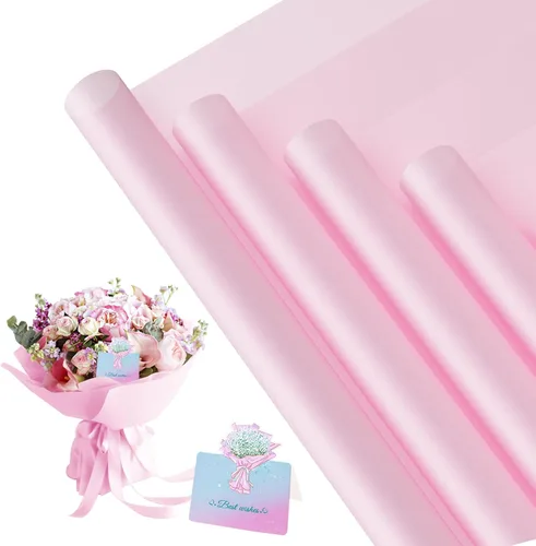 Miniatura 16 de REAXYZNN 20 hojas de papel de regalo de flores, papel de regalo floral impermeable con tarjetas para manualidades de bricolaje, suministros de Blanco