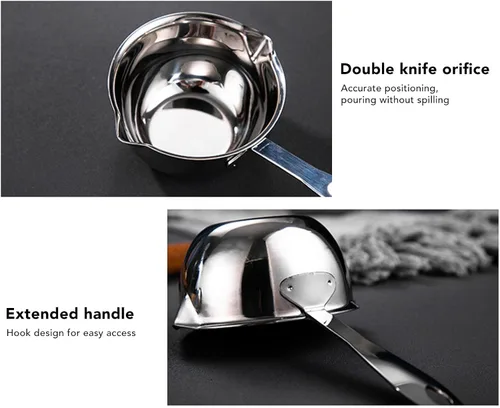 Miniatura 5 de Zerodis Olla calentadora de mantequilla, acero inoxidable de 10.1 fl oz, plata, sin tapa