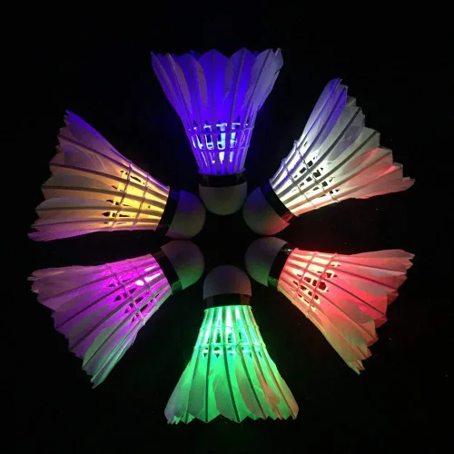 Miniatura 9 de Glow in The Dark Badminton Birdies,LED Badminton Shuttlecocks for Family Backyards Practice,4/5/6 PCS Nylon/Goose Feather Long Lasting Light Up
