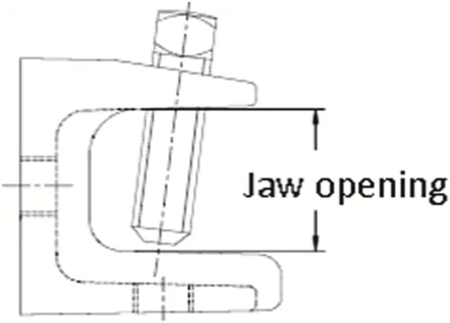 Miniatura 2 de Generic Abrazadera de haz de hierro maleable de 3/8", apertura de mandíbula de 7/8", tamaño de rosca de 3/8
