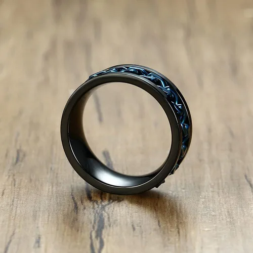 Miniatura 8 de MMTTAO Anillos giratorios para hombre y mujer, anillo de rotación de cadena para hombres y mujeres, 0.315 in de acero inoxidable, anillo entrelazado