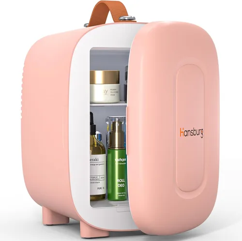 Miniatura 9 de Hansburg Mini Nevera para Dormitorio Enfriador y Calentador de Cuidado de la Piel Refrigerador Pequeño Portátil 4 Litros/6 Latas con Opción de 12V
