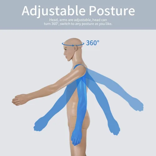Miniatura 5 de Maniquí masculino de cuerpo completo forma de vestido de costura modelo soporte ajustable 73 pulgadas maniquí desmontable realista cuerpo exhibición