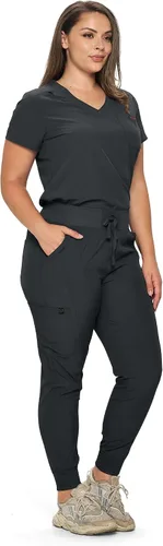 Miniatura 2 de MONARCH UNIFORMS Conjunto de ropa quirúrgica elástica para mujer en pantalones regulares y pequeños con parte superior para mujer