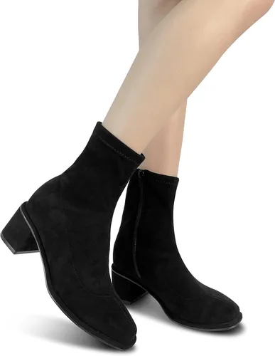 Miniatura 2 de Women's Ankle Boots & Booties, BEST TRENDY Sock Booties Square Toe Boots Side Zipper Square Toe Mid Chunky Heel Elastic Booties for women