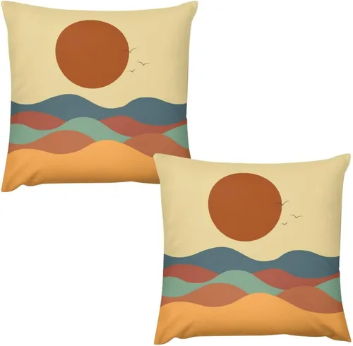 Miniatura 49 de Juego de 2 fundas de almohada florales retro de los años 70, Groovy Funky Hippie Flor Naranja Estética Boho Fundas de Almohada de 16 x 16 pulgadas