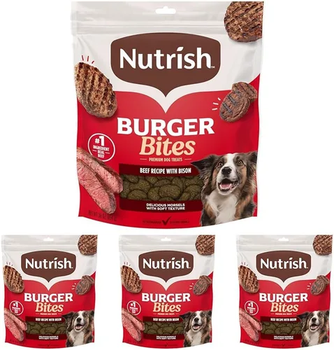 Miniatura 12 de Nutrish Burger Bites Receta de carne de res con bisonte Premium, bolsa de 5 onzas, paquete de 5 (Rachael Ray)