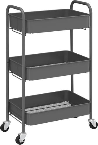 Miniatura 10 de CAXXA Organizador de almacenamiento de metal con ruedas de 3 niveles, carrito de utilidad móvil, carrito de cocina con ruedas giratorias