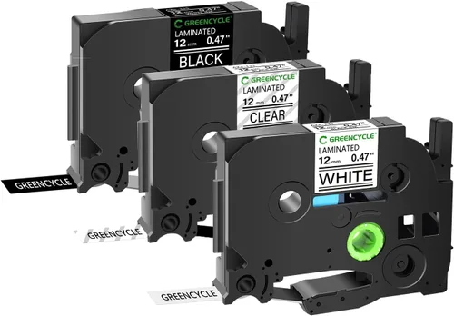 Miniatura 25 de GREENCYCLE Compatible para cinta de etiqueta Brother P-Touch TZe-111 TZe-211 TZe-315 6mm 0.23" laminada TZe TZ 1/4 pulgada negra sobre claro/blanco