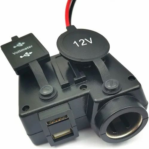 Miniatura 4 de DEVMO Cargador USB dual de 5 V/2.1 A, impermeable, abrazadera para manillar de motocicleta, adaptador de corriente, sistema de carga USB con enchufe