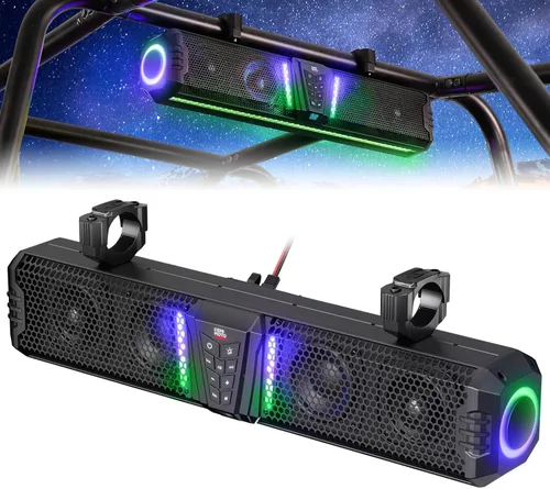 Miniatura 9 de KEMIMOTO Barra de sonido UTV Midnight 40 2025 de 16 pulgadas, barra de sonido para carrito de golf resistente al agua IP65, altavoz ATV Bluetooth