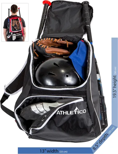 Miniatura 2 de Athletico - Mochila para bate de béisbol, mochila para equipamiento y accesorios de béisbol, T-Ball y sóftbol para jóvenes y adultos Para guardar