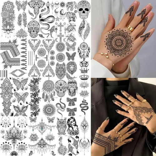 Miniatura 13 de Bilizar 48 hojas de tatuajes temporales 3D pequeños para niños, mujeres, niñas, cuello, brazo, niños, hombres, tatuajes temporales diminutos