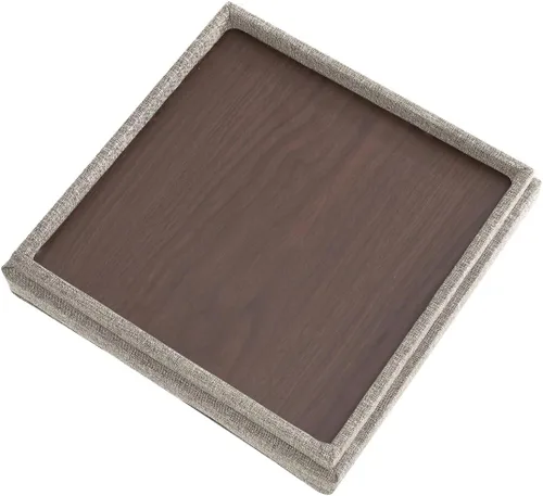 Miniatura 7 de Ornavo Home Taburete otomano de almacenamiento cuadrado de lino, plegable, con cubo, reposapiés, con tapa de mesa, mesa auxiliar, otomana, 15 x 15 x