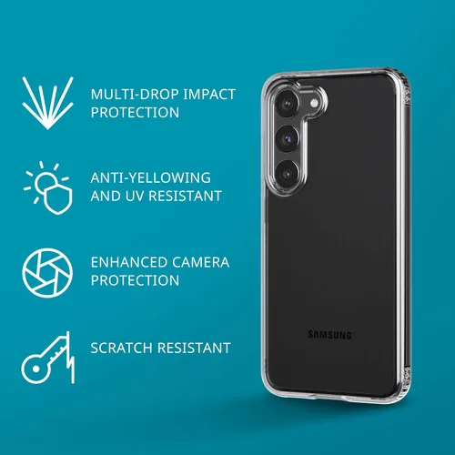 Miniatura 2 de Tech21 Evo Clear - Funda transparente para Samsung Galaxy S23, resistente a los arañazos, con protección contra caídas de 12 pies