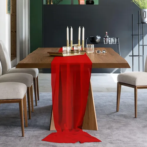 Miniatura 2 de Camino de mesa de gasa de Navidad rojo de 55 pulgadas de largo, camino de tul transparente de gasa para decoración rústica, boda, recepción