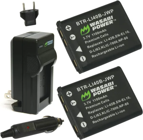 Wasabi Power Batería (paquete de 2) y cargador para Nikon EN-EL10 y Nikon Coolpix S60, S80, S200, S210, S220, S230, S500, S510, S520, S570, S600,