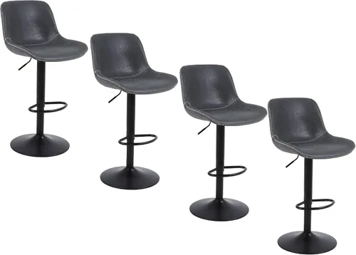 Miniatura 13 de Juego de 2 taburetes de bar, taburetes de bar giratorios de altura de mostrador con respaldo, sillas de bar ajustables, taburete alto sin brazos